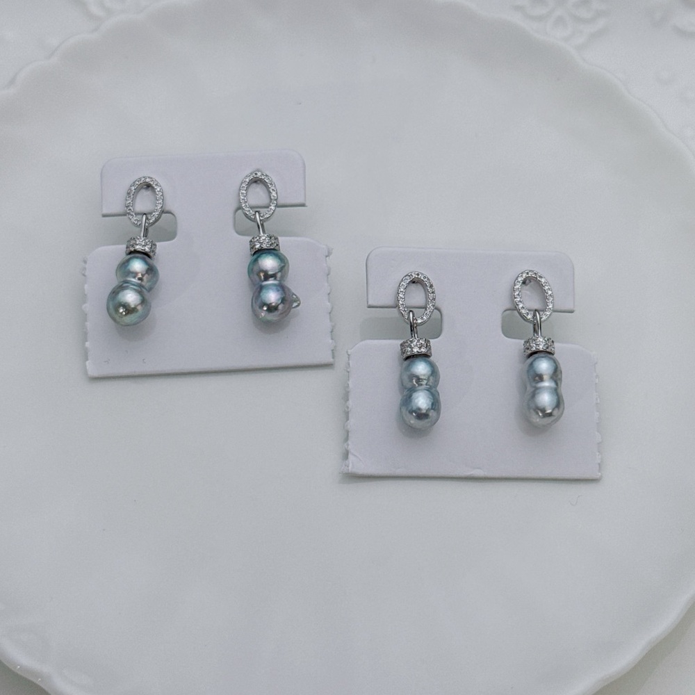 AM107 S925 Akoya Sea Baroque Pearl Earrings